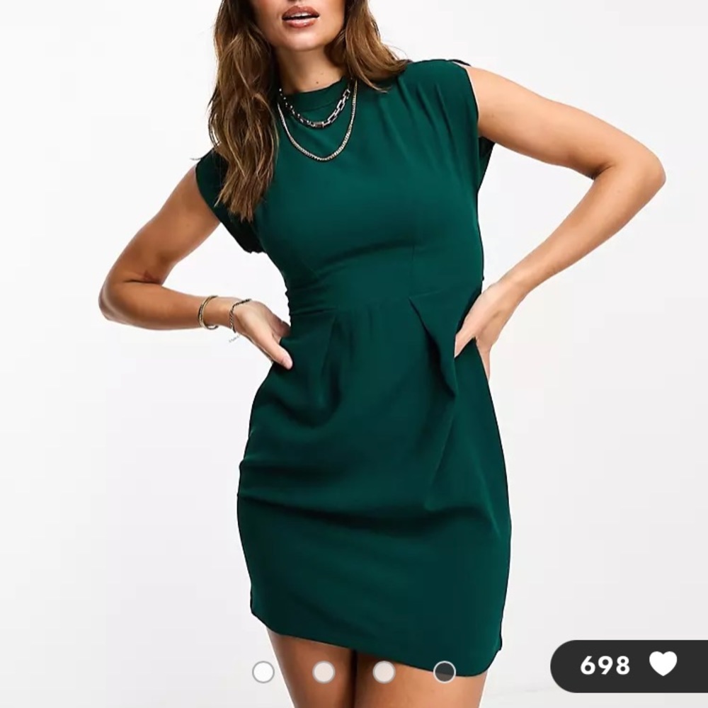 Closet London belted tie waist mini dress in emerald green. Size 8 offers please